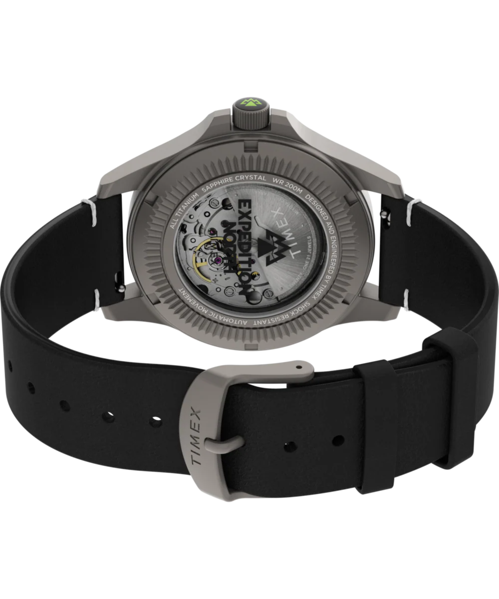 Expedition® Field Post Titanium Automatic 41mm Eco-Friendly Leather Strap Watch - Image 5