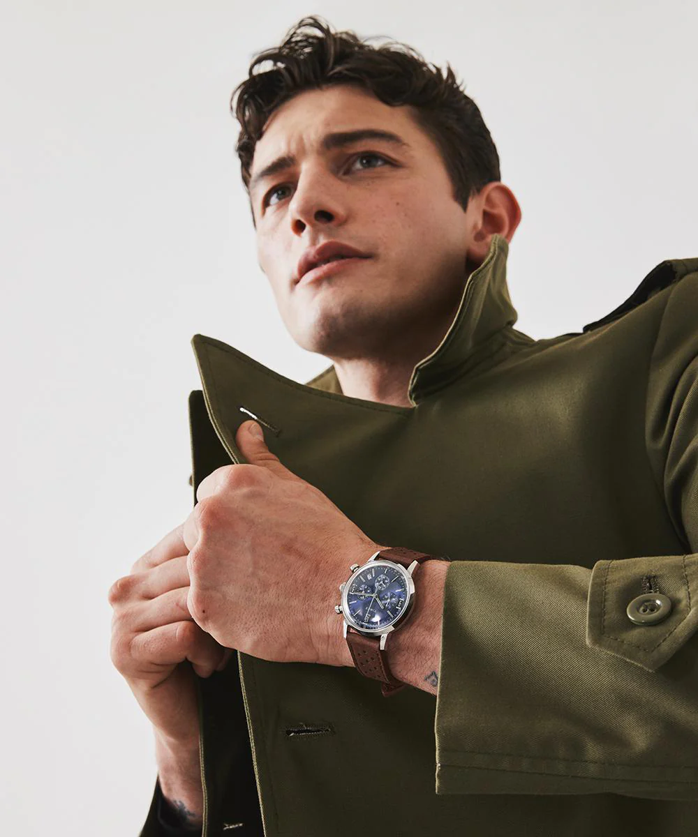 Marlin® Chronograph Tachymeter 40mm Leather Strap Watch - Image 6