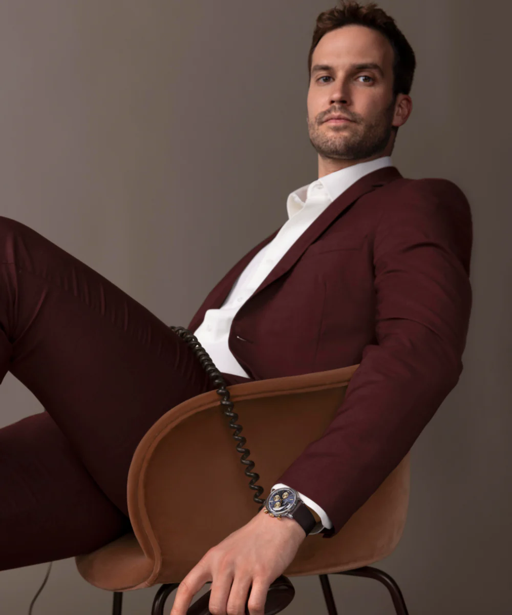 Marlin® Chronograph Tachymeter 40mm Leather Strap Watch  - Image 10