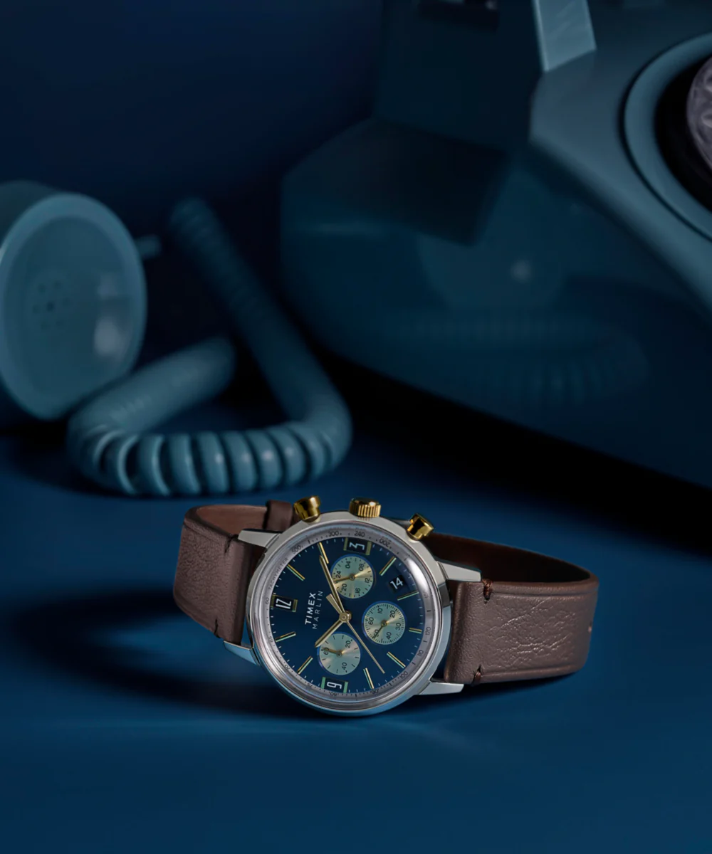 Marlin® Chronograph Tachymeter 40mm Leather Strap Watch  - Image 8