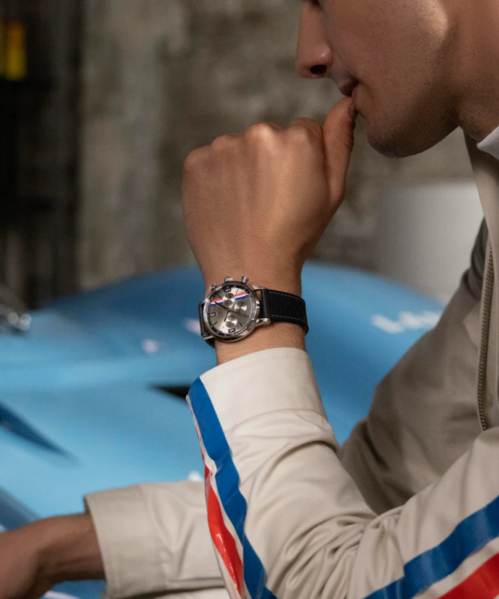 Marlin® Chronograph Tachymeter 40mm Leather Strap Watch - Image 3