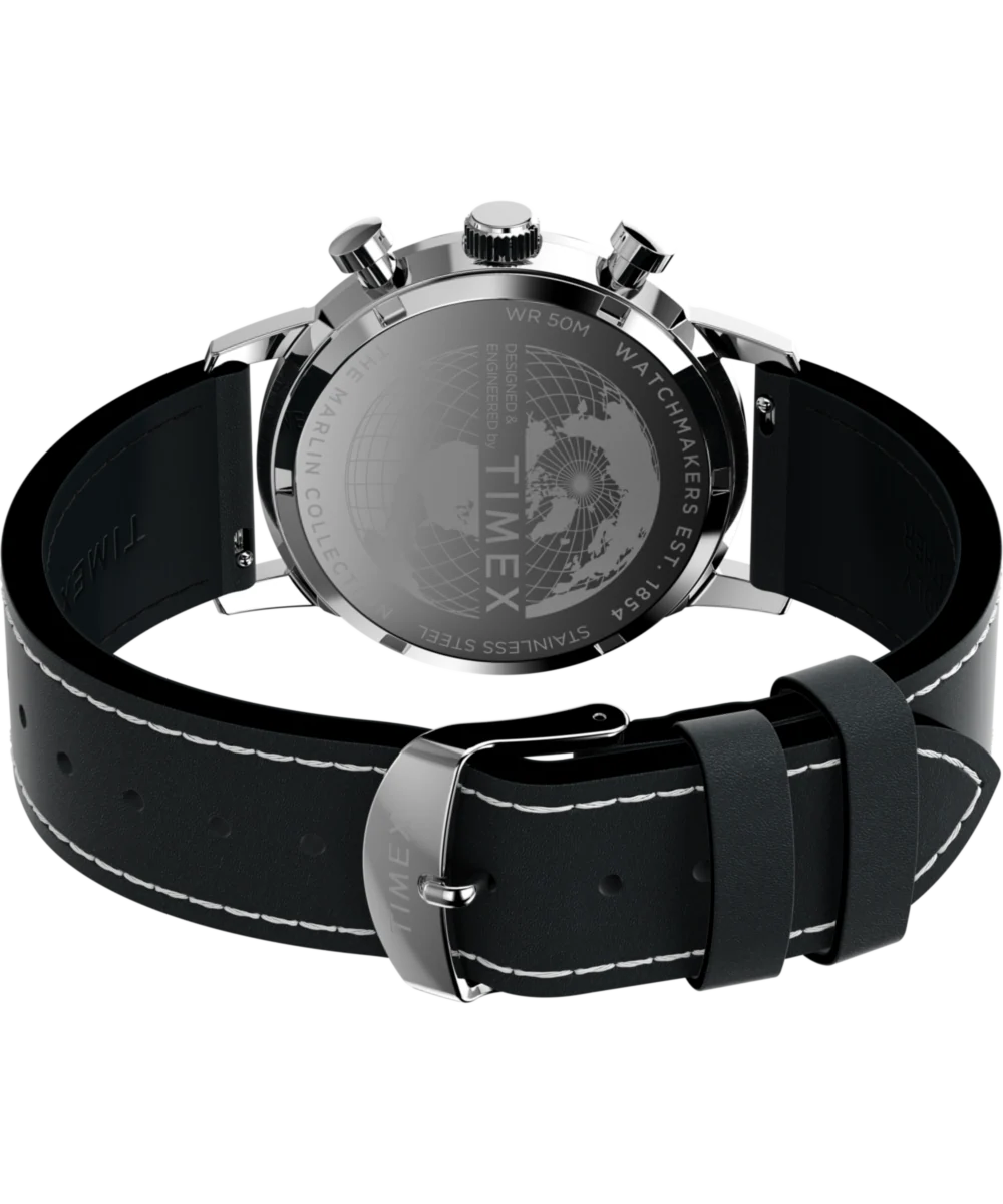 Marlin® Chronograph Tachymeter 40mm Leather Strap Watch - Image 7