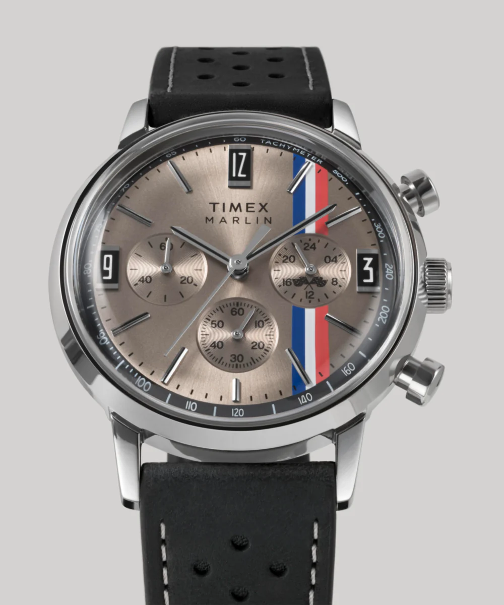 Marlin® Chronograph Tachymeter 40mm Leather Strap Watch - Image 9