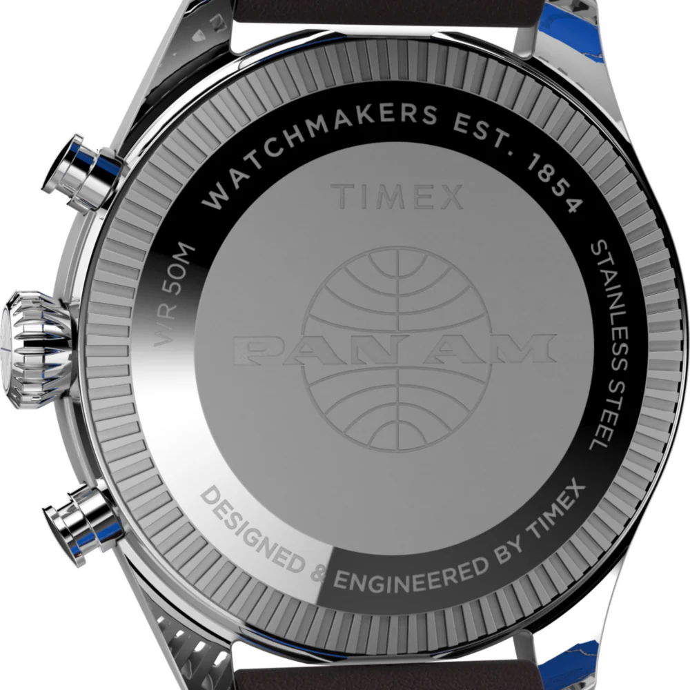 Pan Am x Timex Chronograph 42mm Leather Strap Watch - Image 4