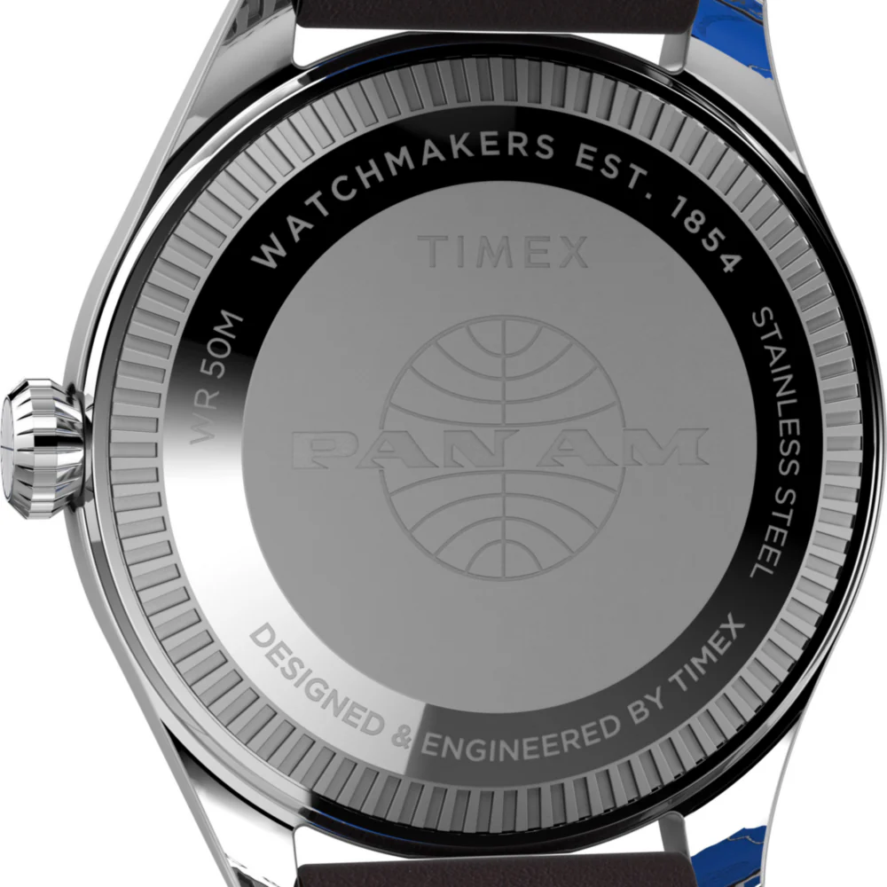 Pan Am x Timex Day-Date 42mm Leather Strap Watch - Image 4