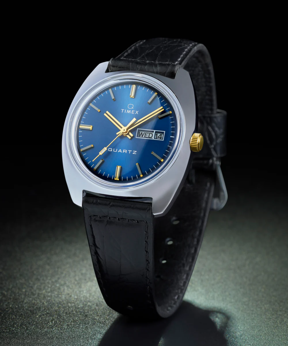 Q Timex® 1978 Day/Date 37.5mm Leather Strap Watch - Image 7