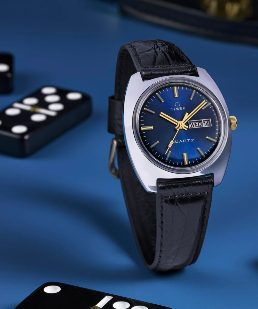 Q Timex® 1978 Day/Date 37.5mm Leather Strap Watch - Image 8