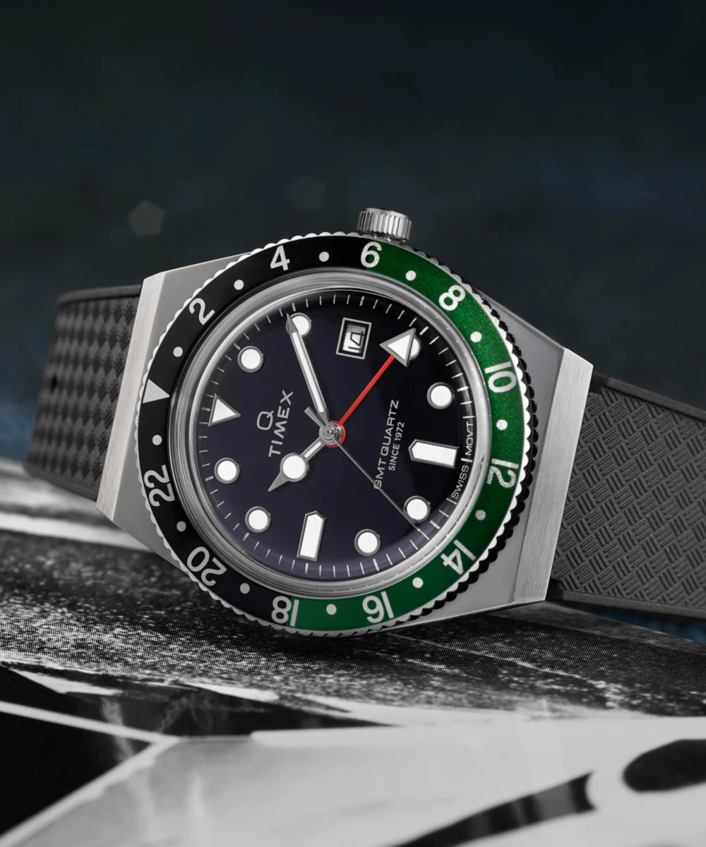 Q Timex® GMT 38mm Synthetic Rubber Strap Watch - Image 7