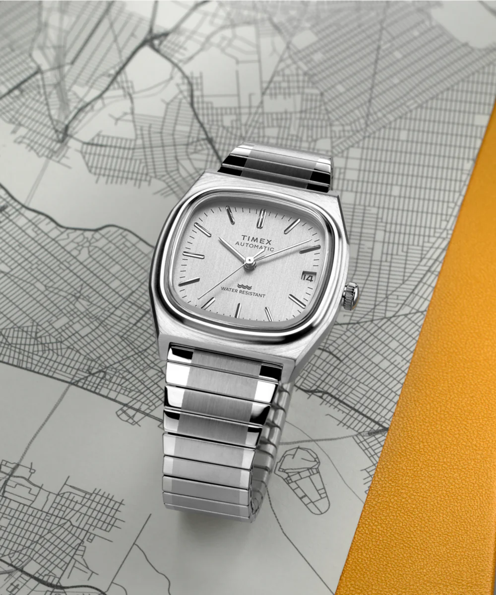 Timex® Automatic 1983 E Line Reissue 34mm Stainless Steel Expansion Band Watch - Image 7