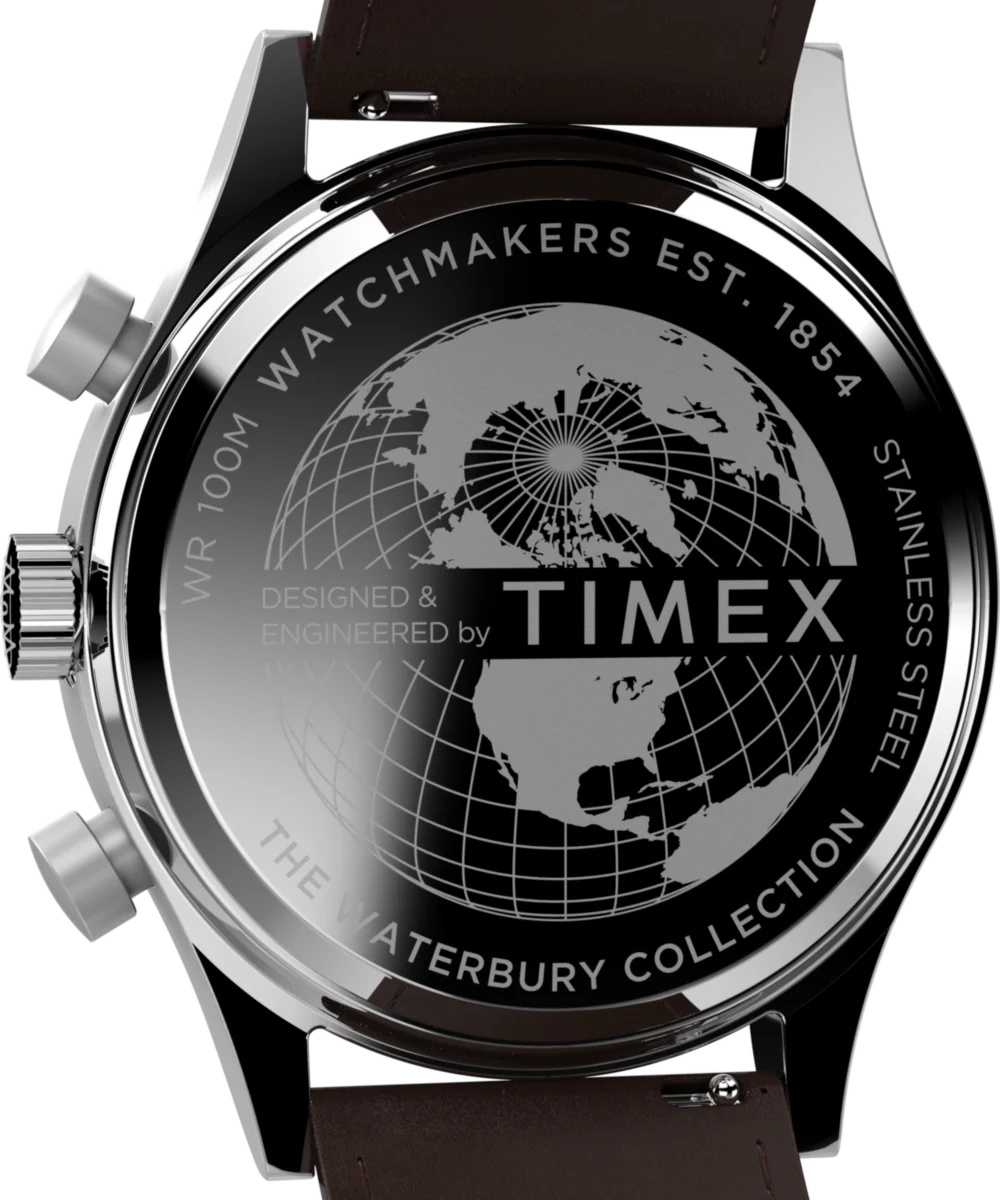 Waterbury Traditional Fly Back Chronograph 43mm Leather Strap Watch - Image 4