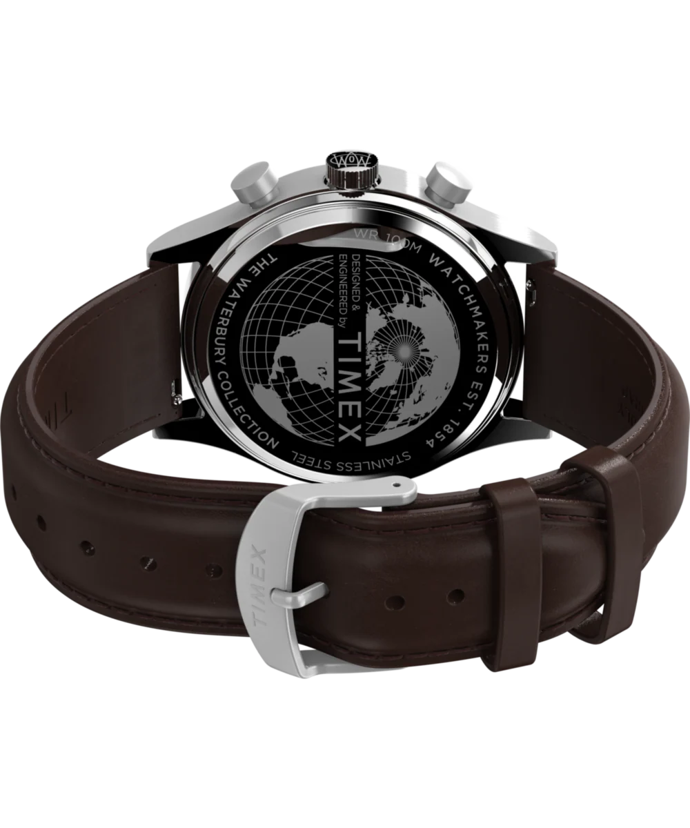 Waterbury Traditional Fly Back Chronograph 43mm Leather Strap Watch - Image 5